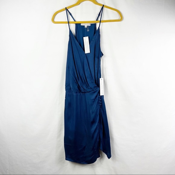 Young Fabulous & Broke Dresses & Skirts - YOUNG FABULOUS & BROKE Jewel Blue Satin Mini V-Neck Jameson  Dress NWT Large